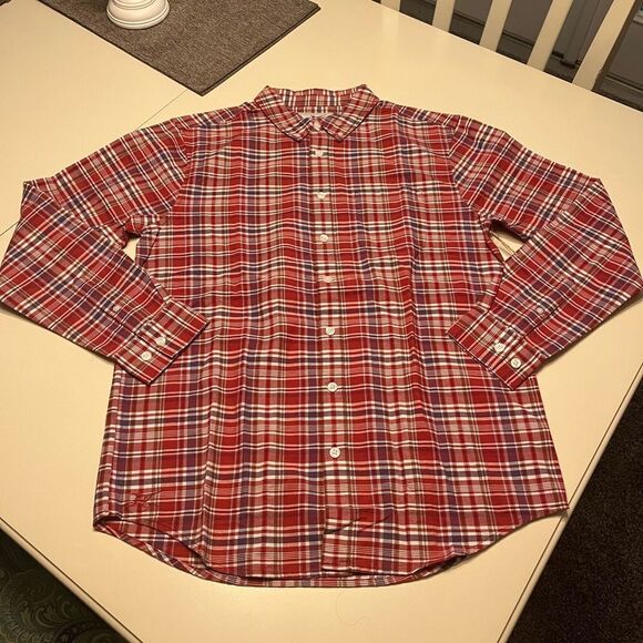 Madda Fella Red & Blue Plaid Cotton Button Down sz M NWOT - Picture 1 of 8